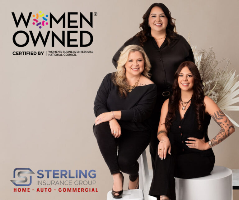 Three women smiling confidently, seated together, dressed in black - sterlinginsnow.com